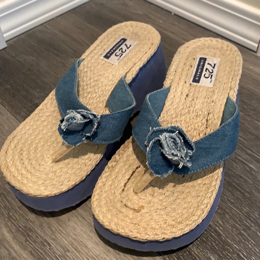 90s Y2K denim wedge sandals